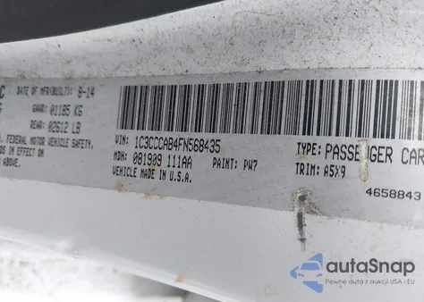 2015 Chrysler 200 Limited z USA, uszkodzony, nr VIN 1C3CCCAB4FN568435